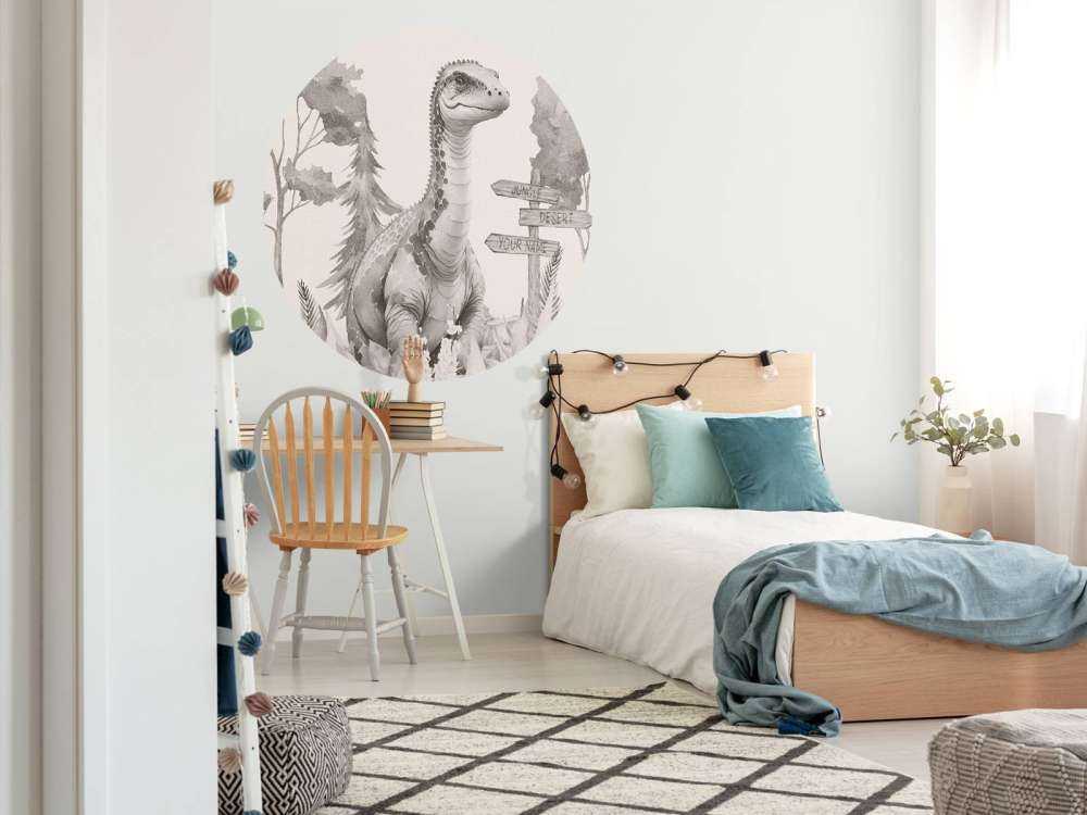 Baby brachiosaurus in the beige jungle