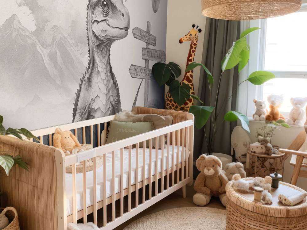 Baby velociraptor in the beige jungle