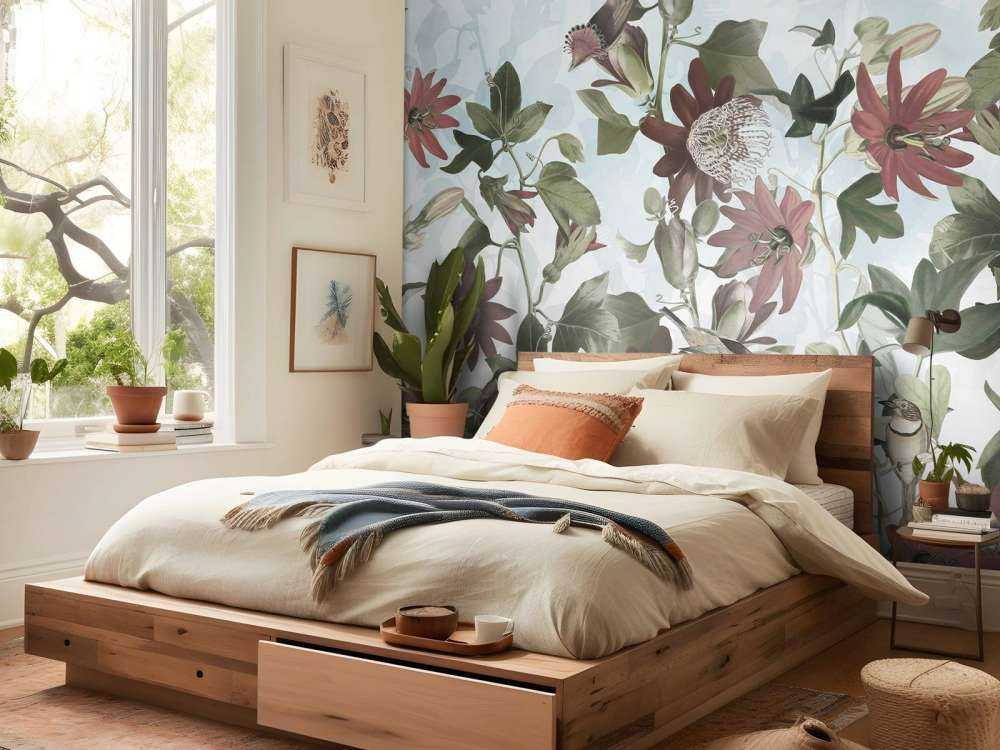 Seven Birds in Enchanted Foliage - Soft Blue