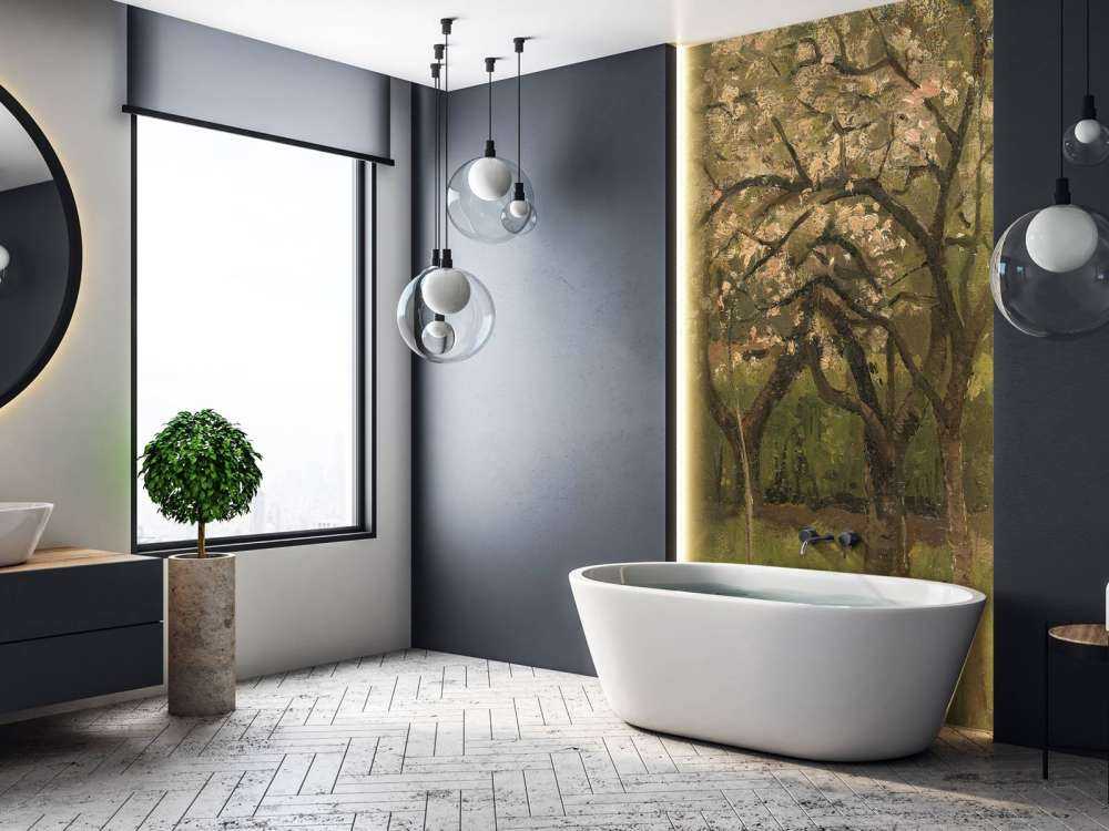 Flowering tree in an orchard