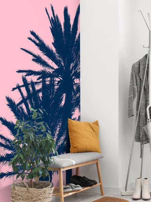 Palm trees with pink background
