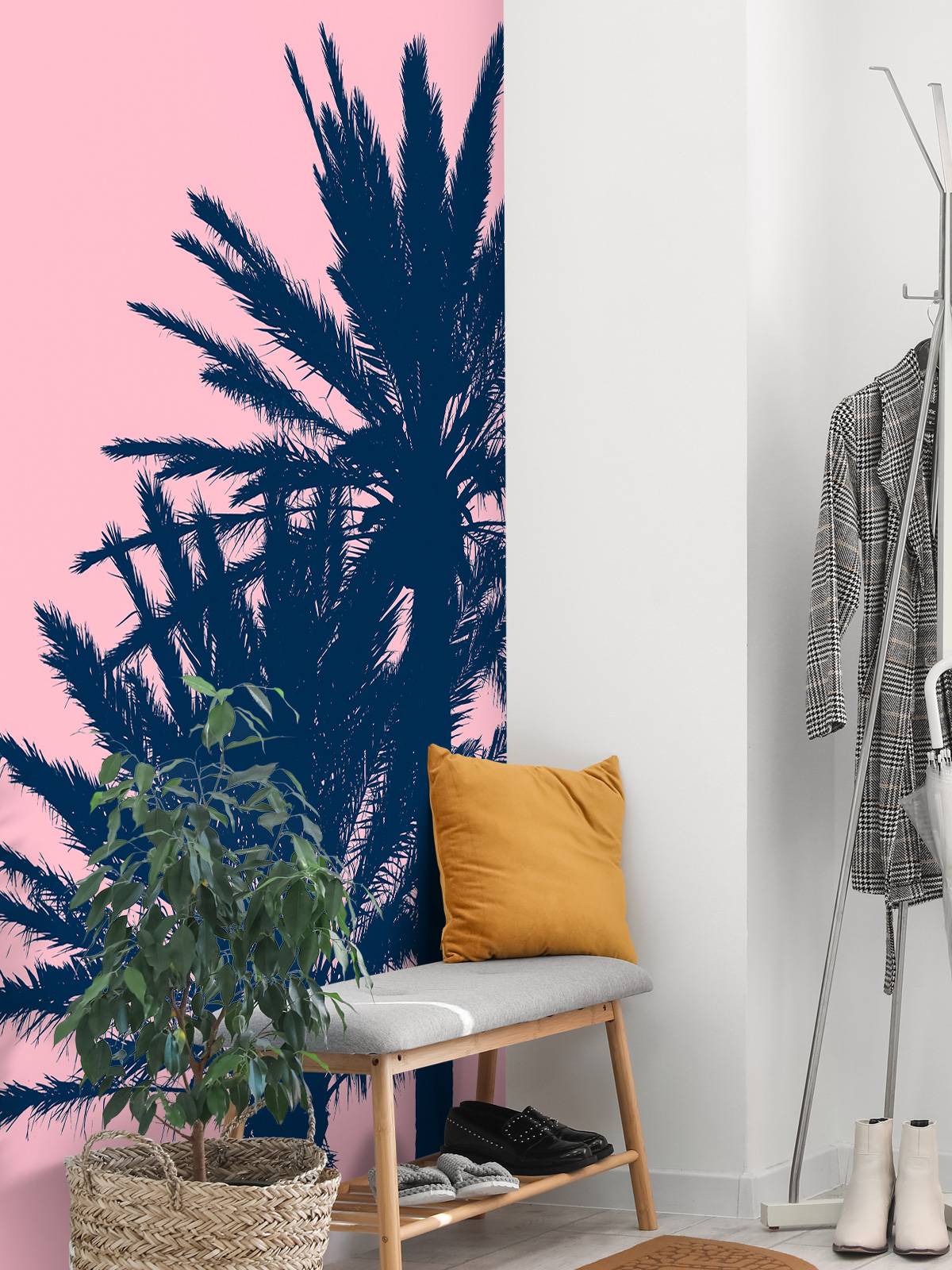Palm trees with pink background