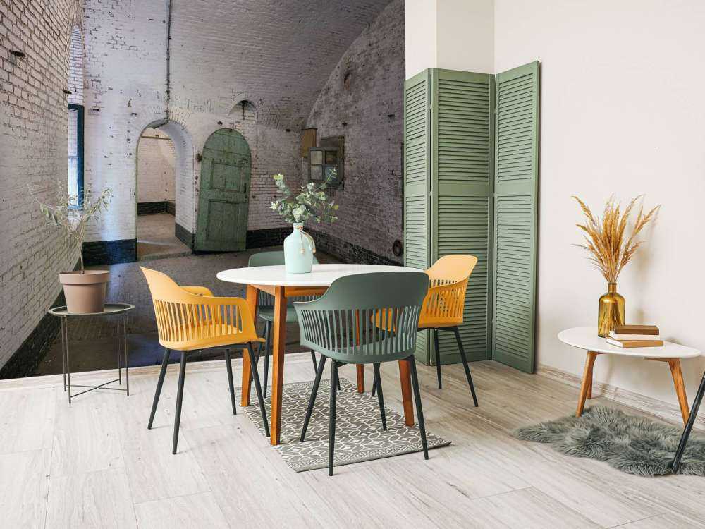 Green door in old building