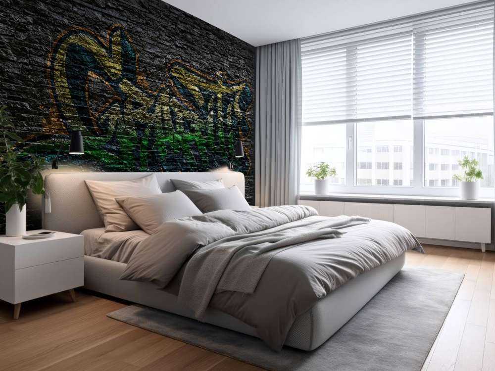 Graffiti on black stones