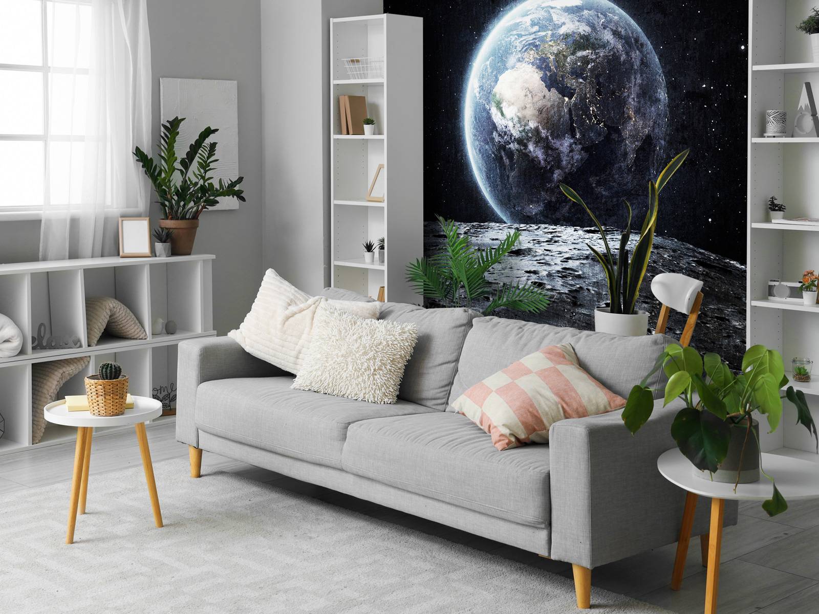 Moon and earth