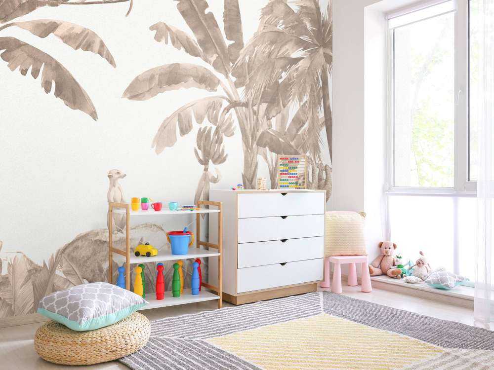 Small jungle animals in taupe