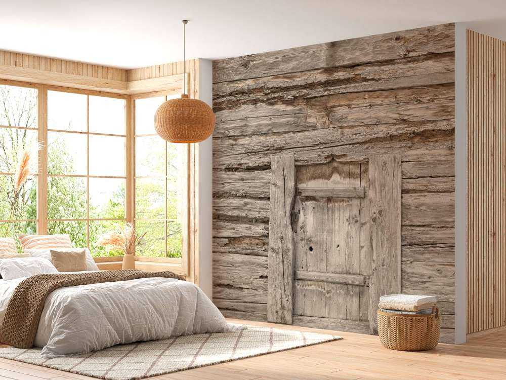 Beige shelves with door