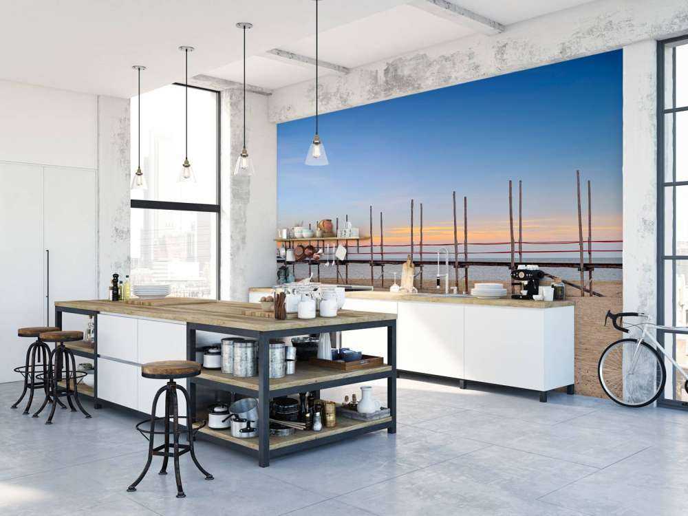 Long jetty with wooden posts