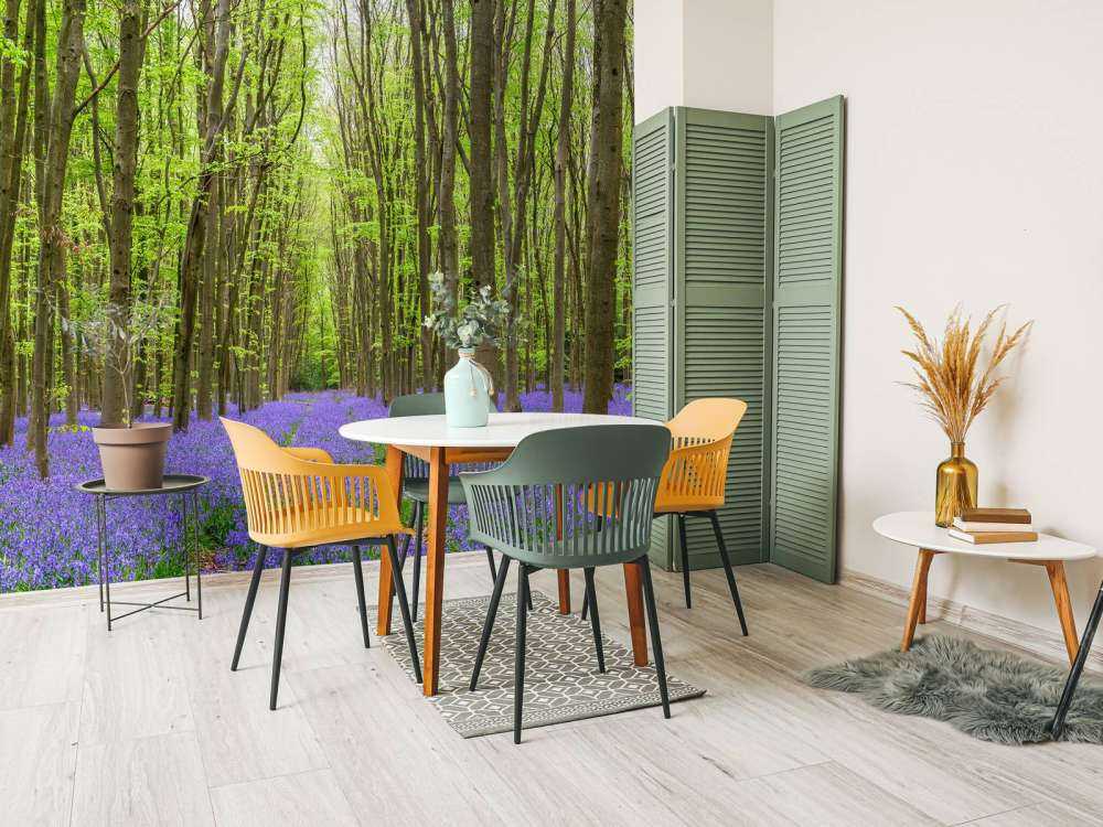 Tire tracks through the forest