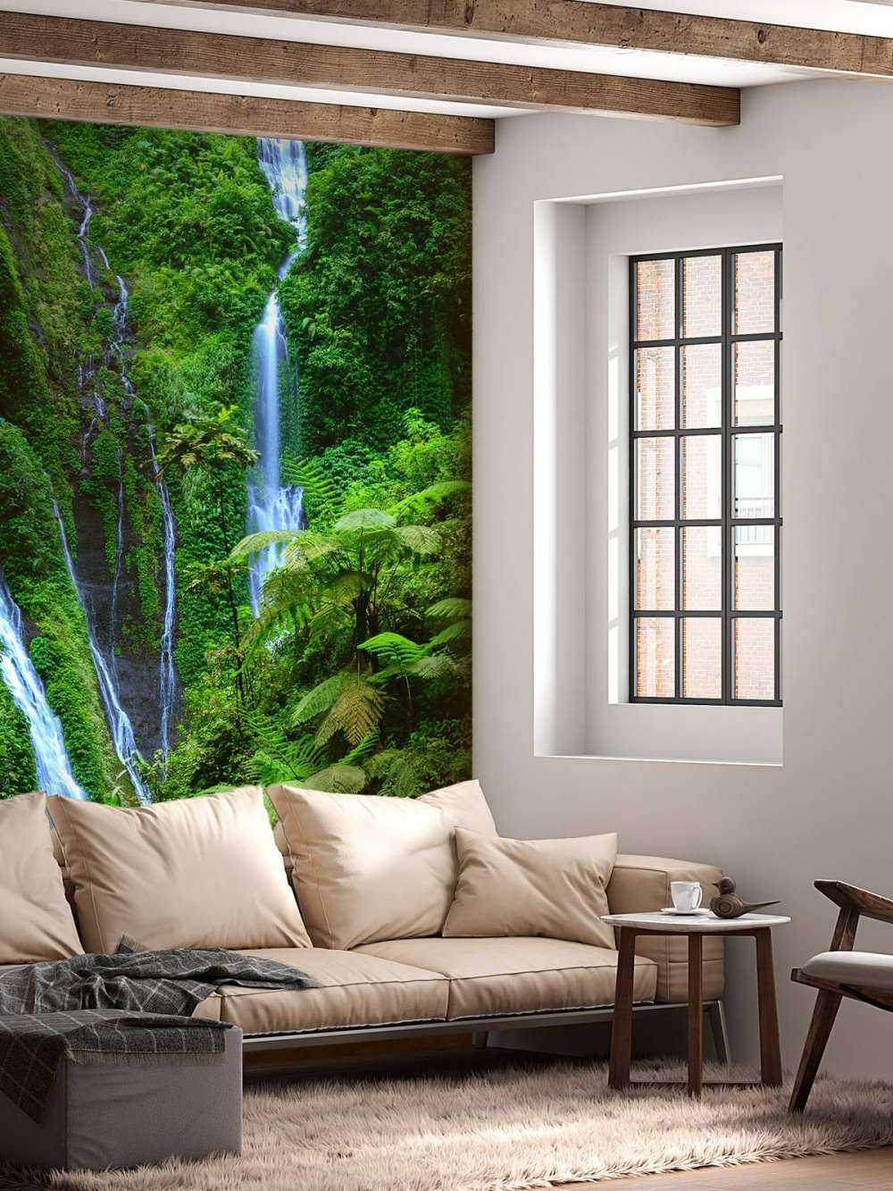 Green jungle and waterfalls
