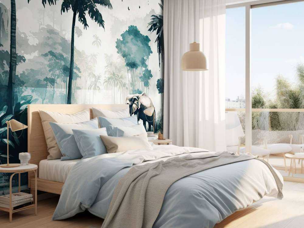 Tropical jungle in watercolor style