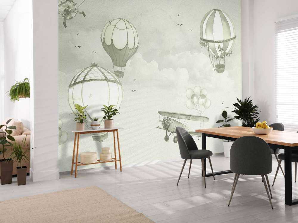 Hot-air balloons in green