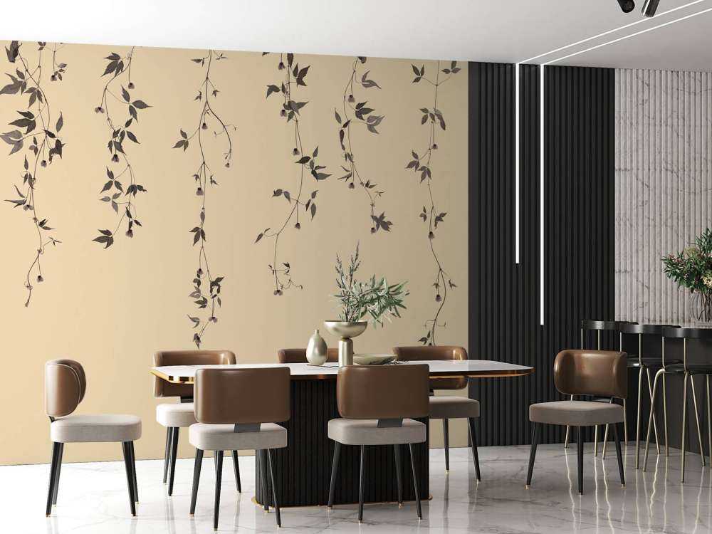 Clematis twigs on beige