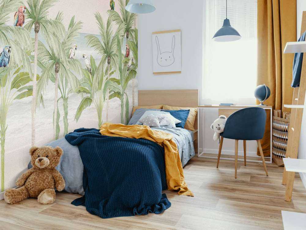 Parrots on beach in colour