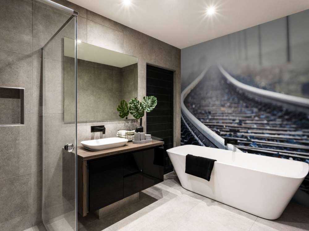 Train track in the morning mist