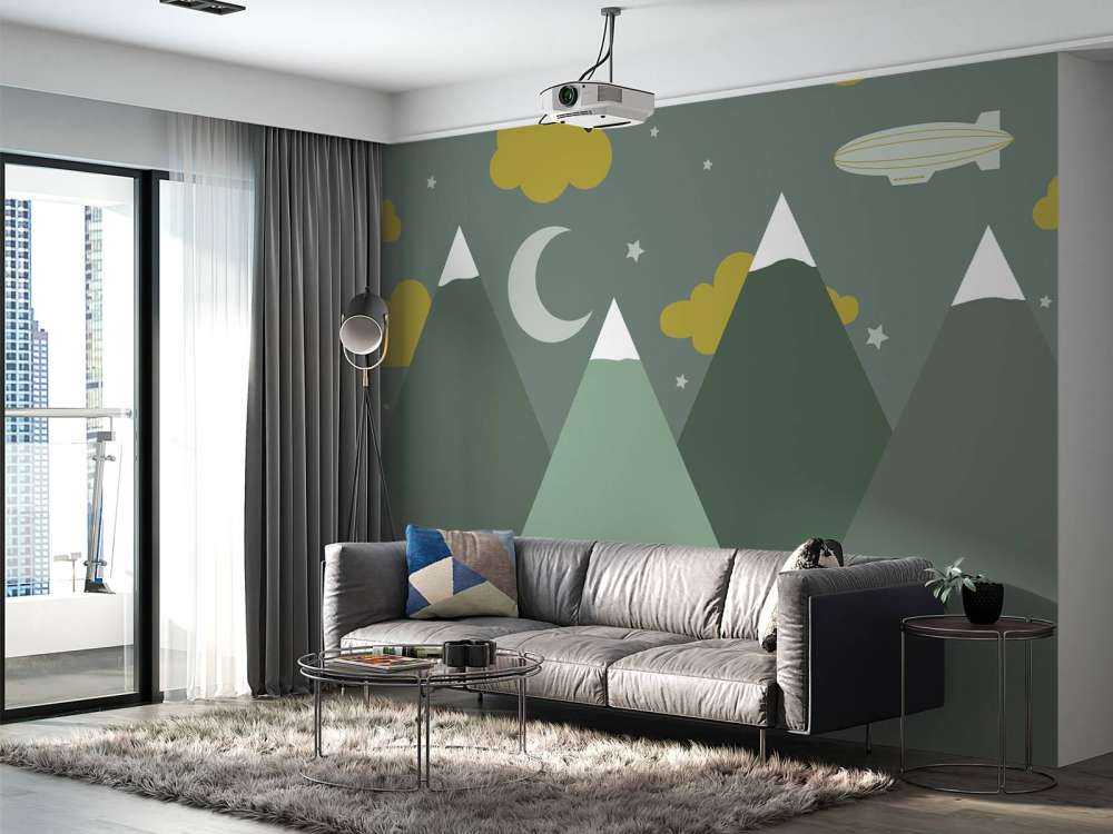 Green mountains at night