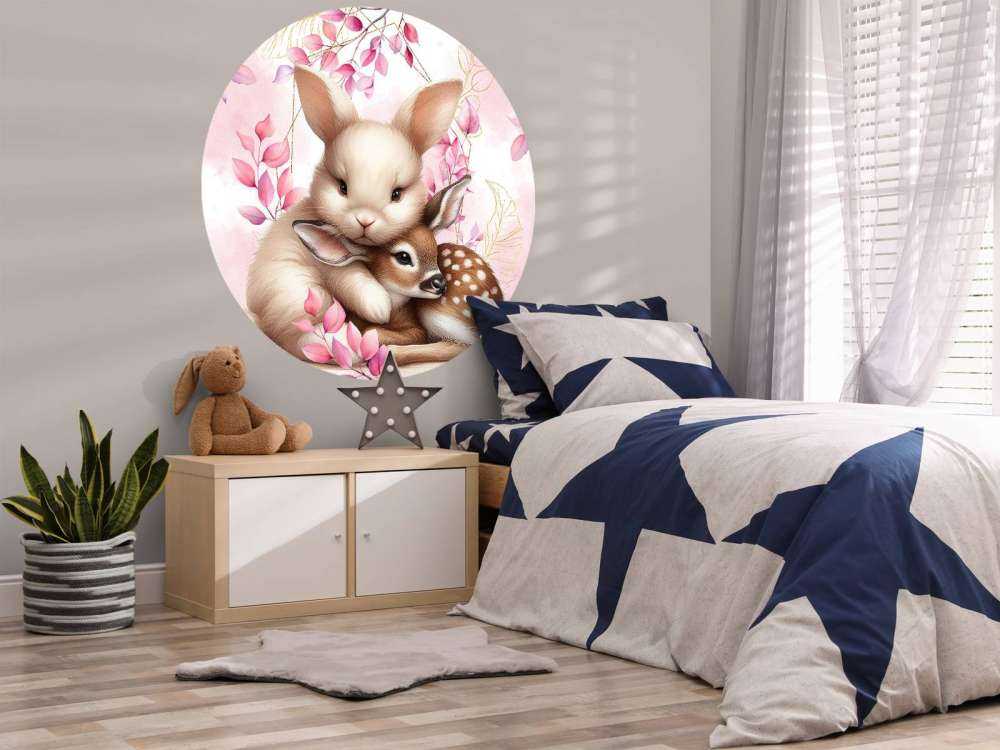 Loving rabbit and little deer