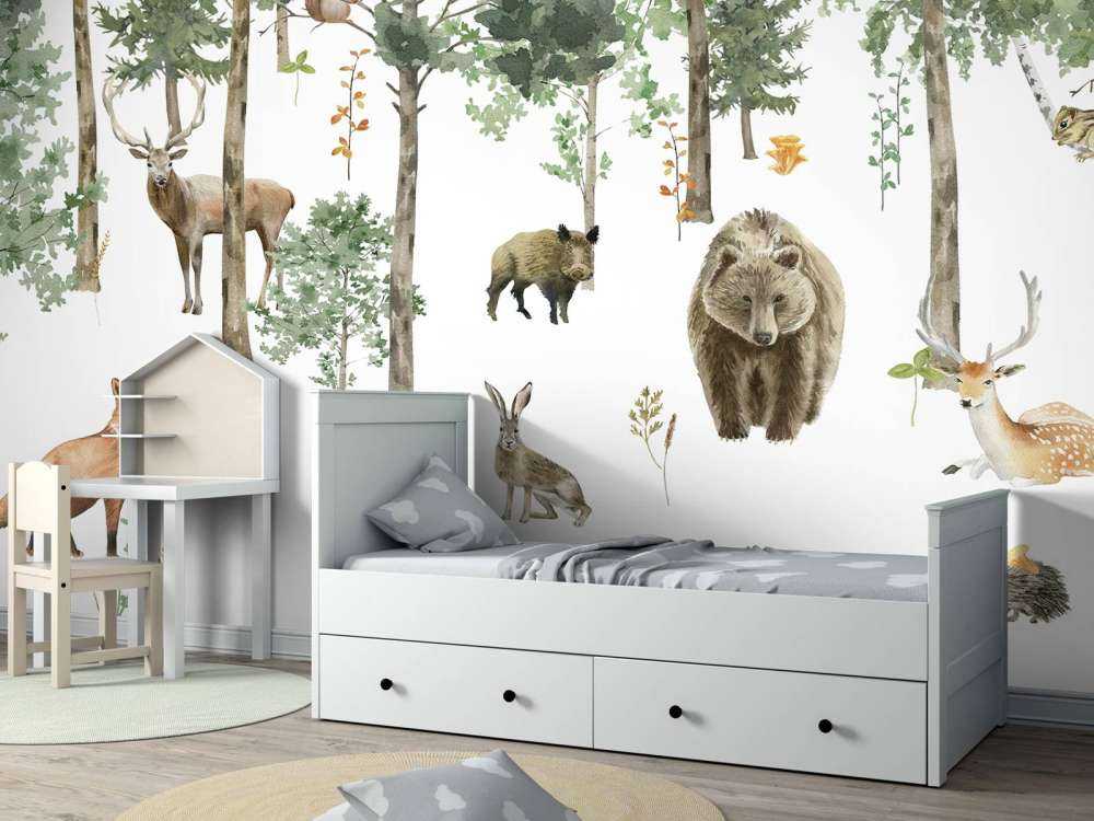 Forest animals of watercolour