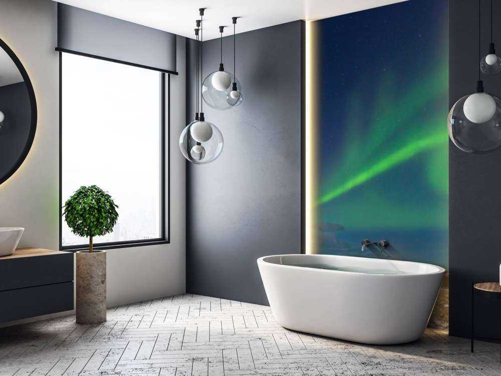 Northern lights above a church