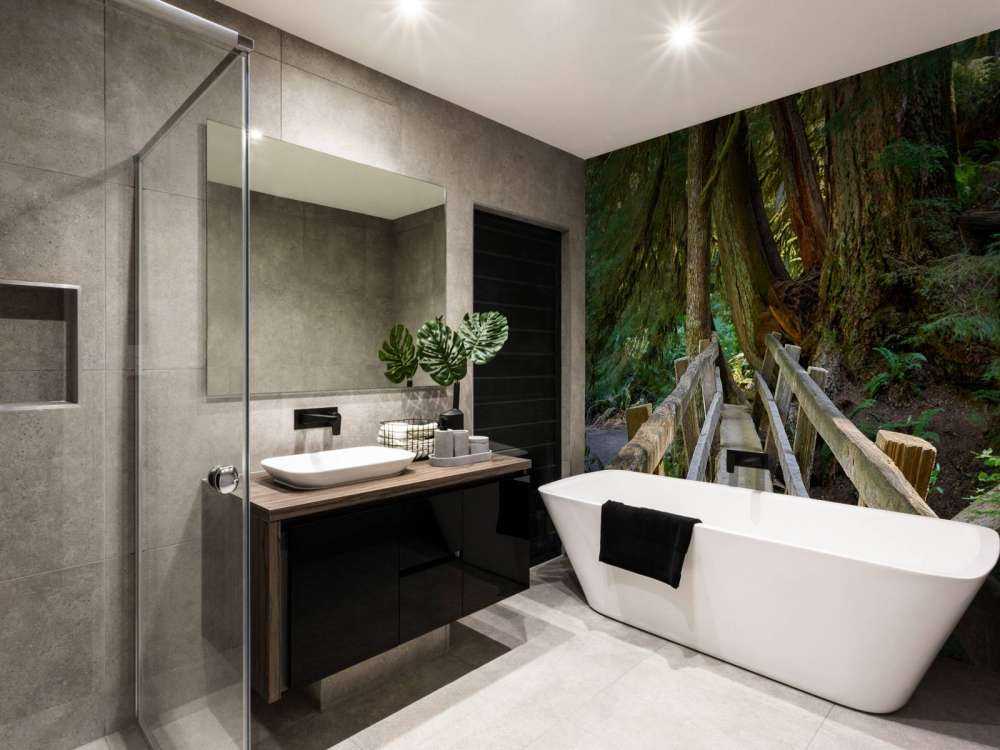 Wooden bridge through the forest 