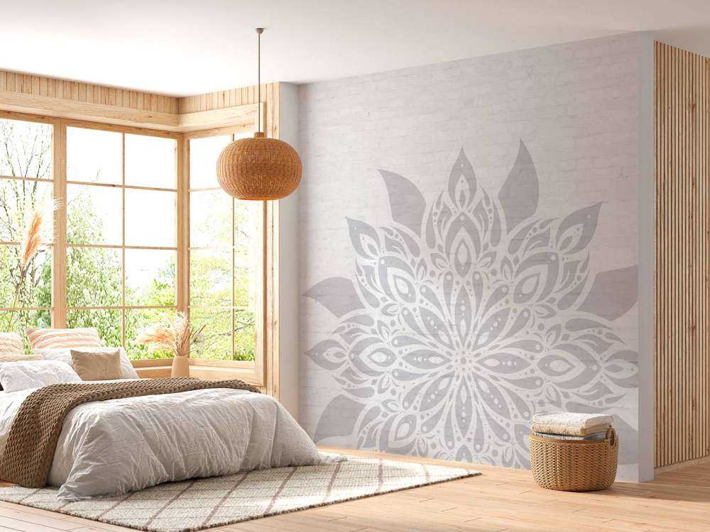 Light gray Mandala On Brick