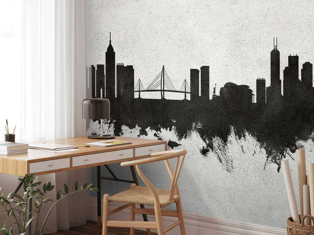 Watercolor skyline, Hong Kong