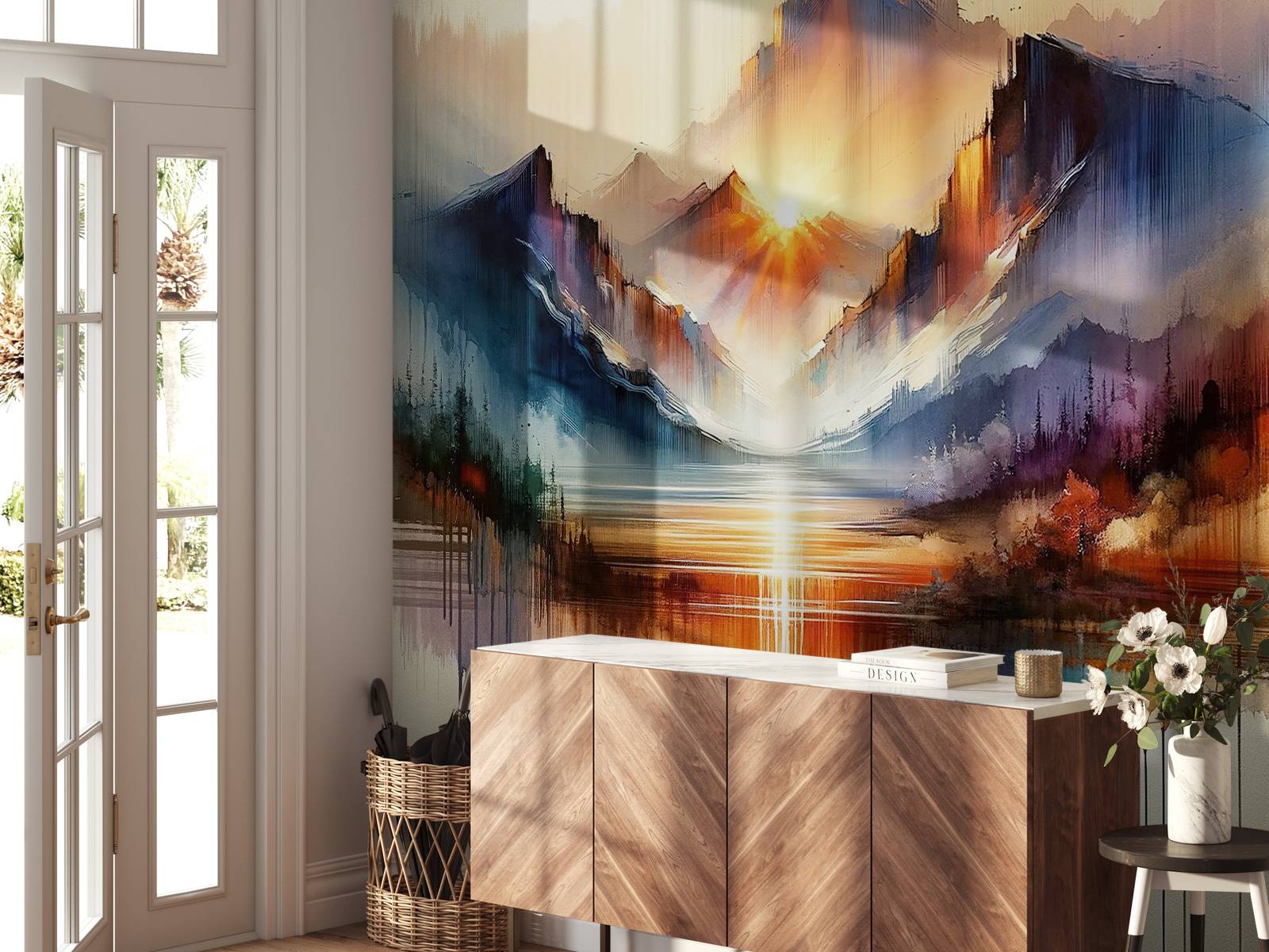 Watercolor Abstract Mountains Landscape