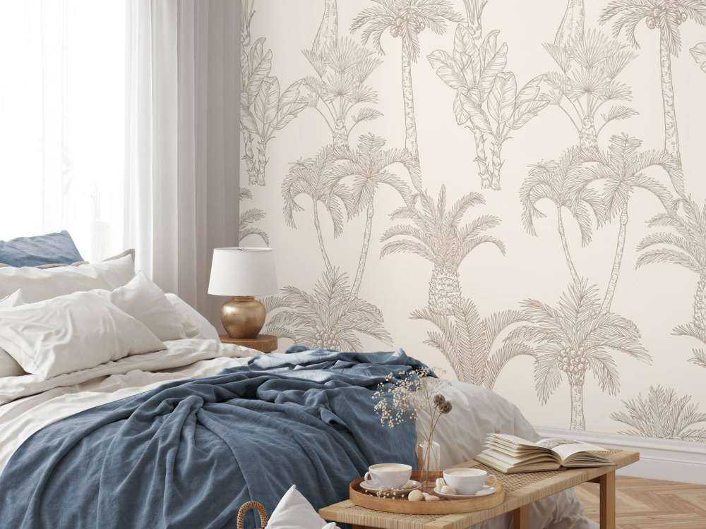 Jungle line-art beige