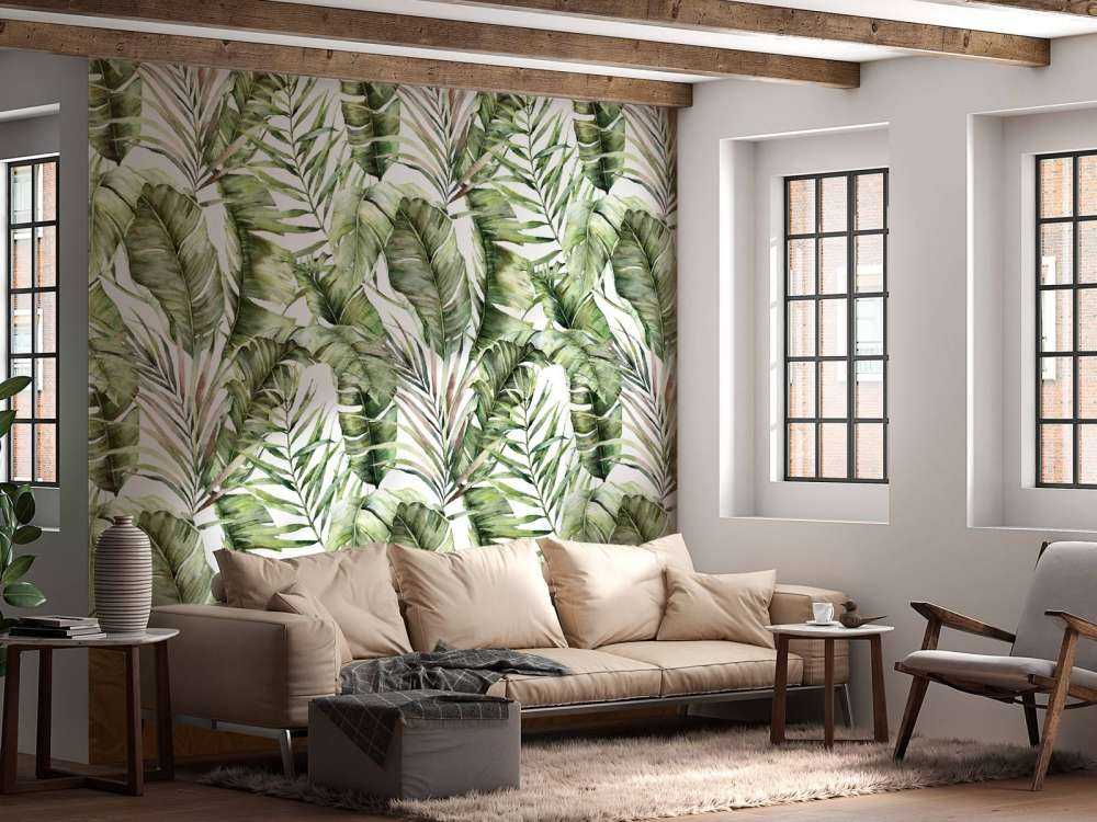Green palm leaf pattern