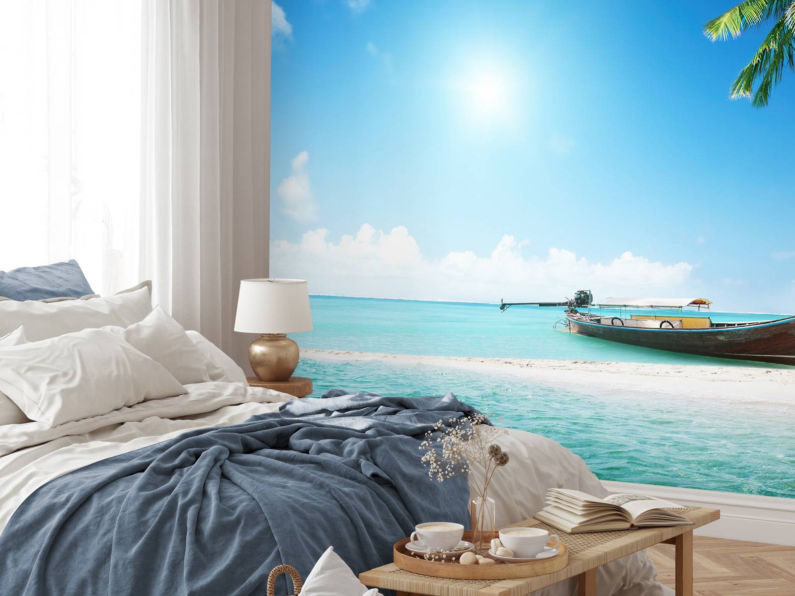 Uninhabited island and a boat
