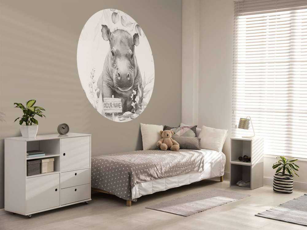 Baby hippo in the jungle beige