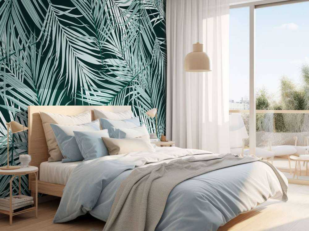 Tropical leaves black background