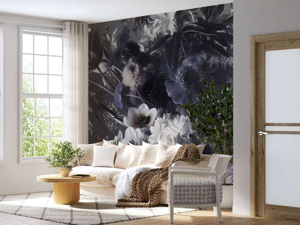 Big bouquet with blue anemones