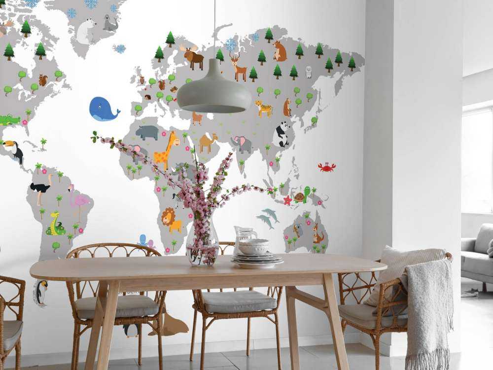 World map for children with white background