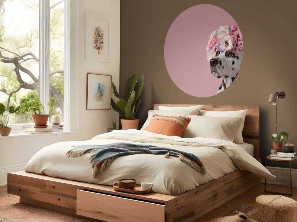 Dalmatian with colored flowers