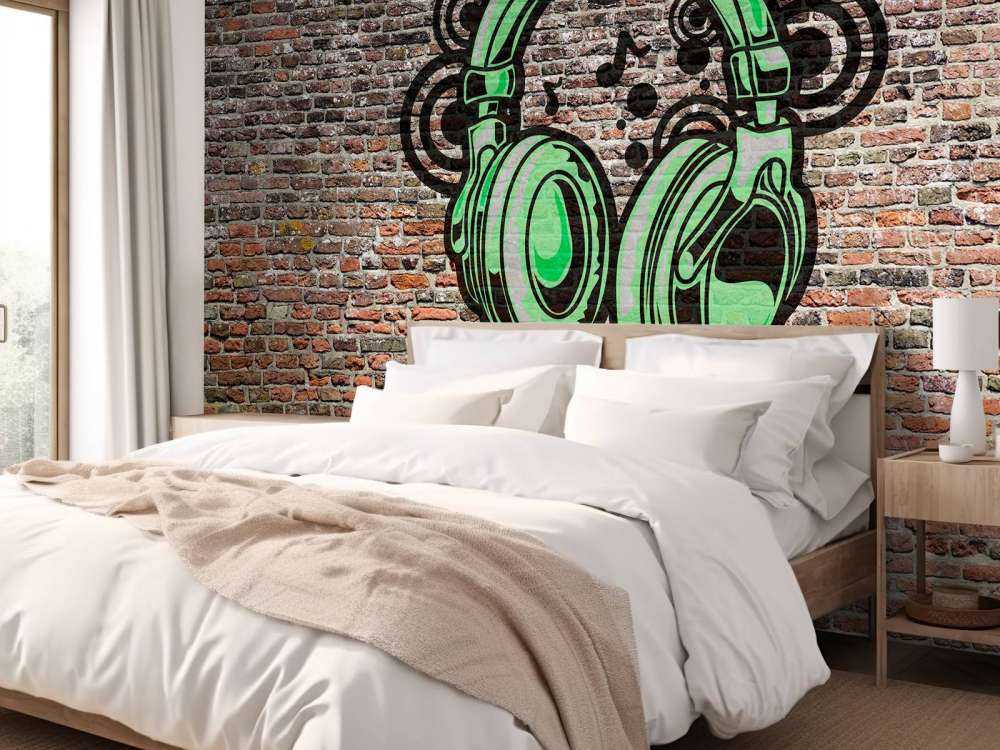 Graffiti on old brick wall