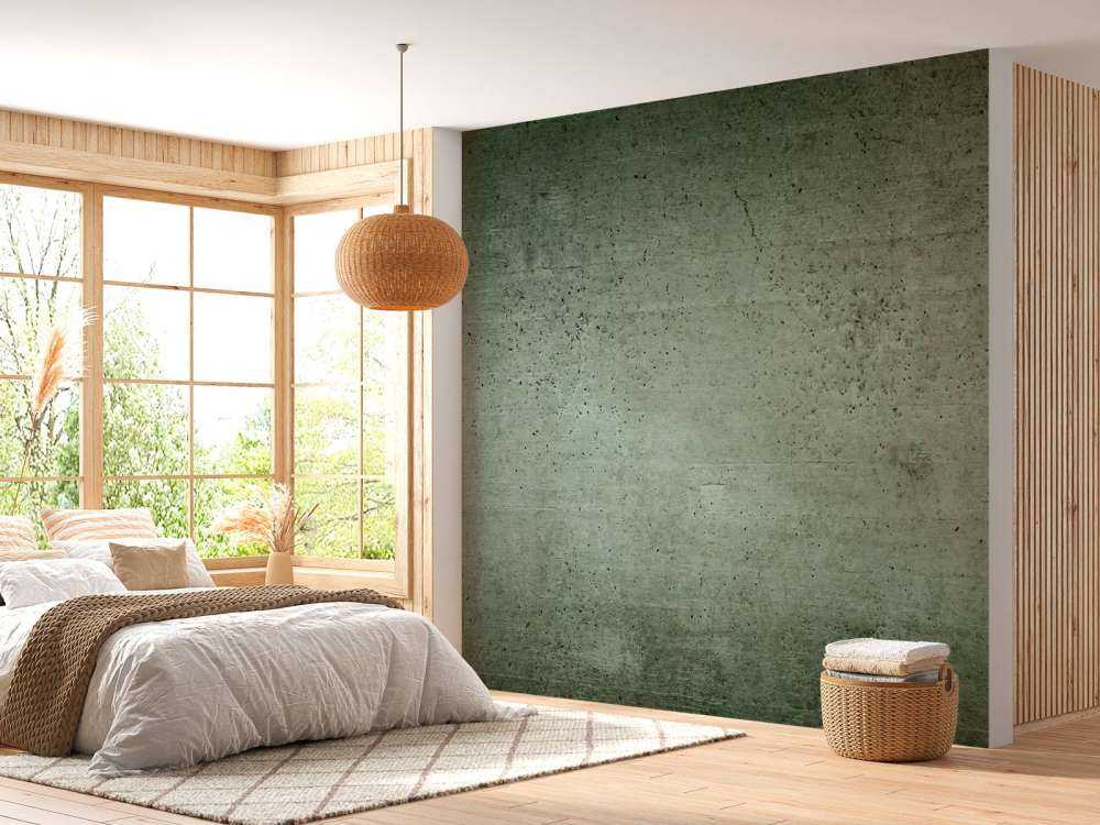 Green concrete wall