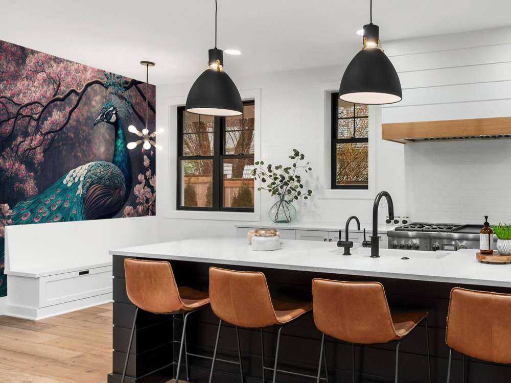 Peacock in Blossom Splendor