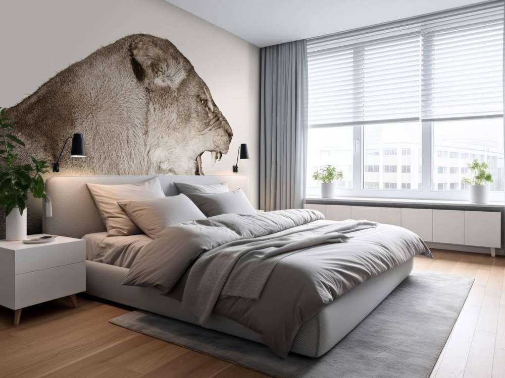 Lioness side view offwhite