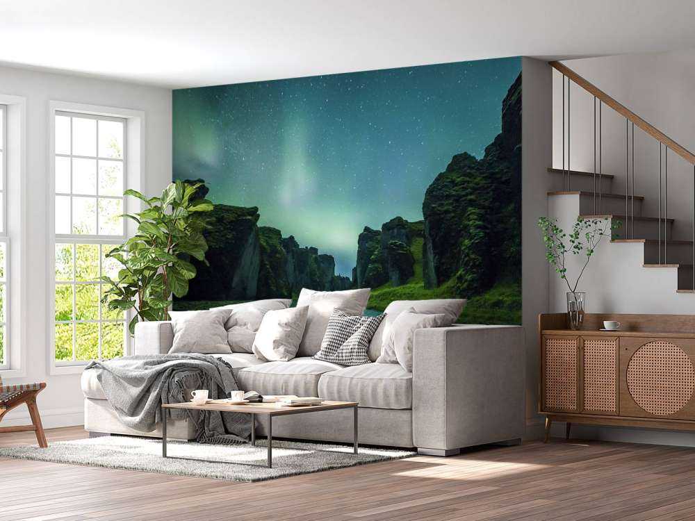 Northern lights above the mountains