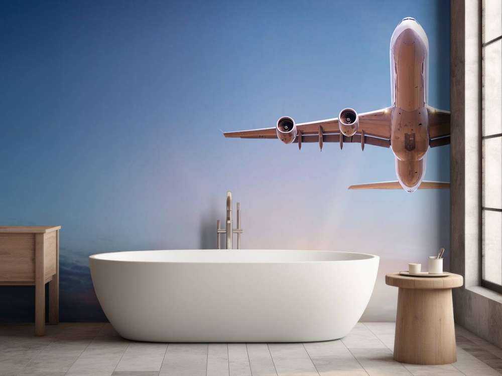 Airplane with beautiful sun