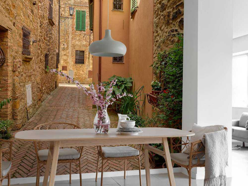 Street with plants and flowers