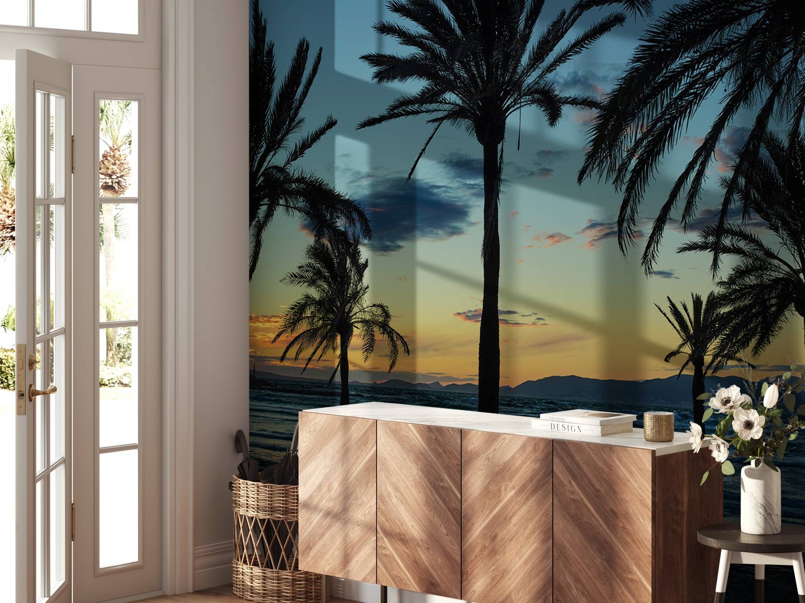 Palm trees at sunset