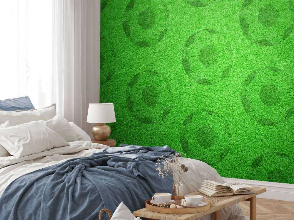 Playing soccer on grass