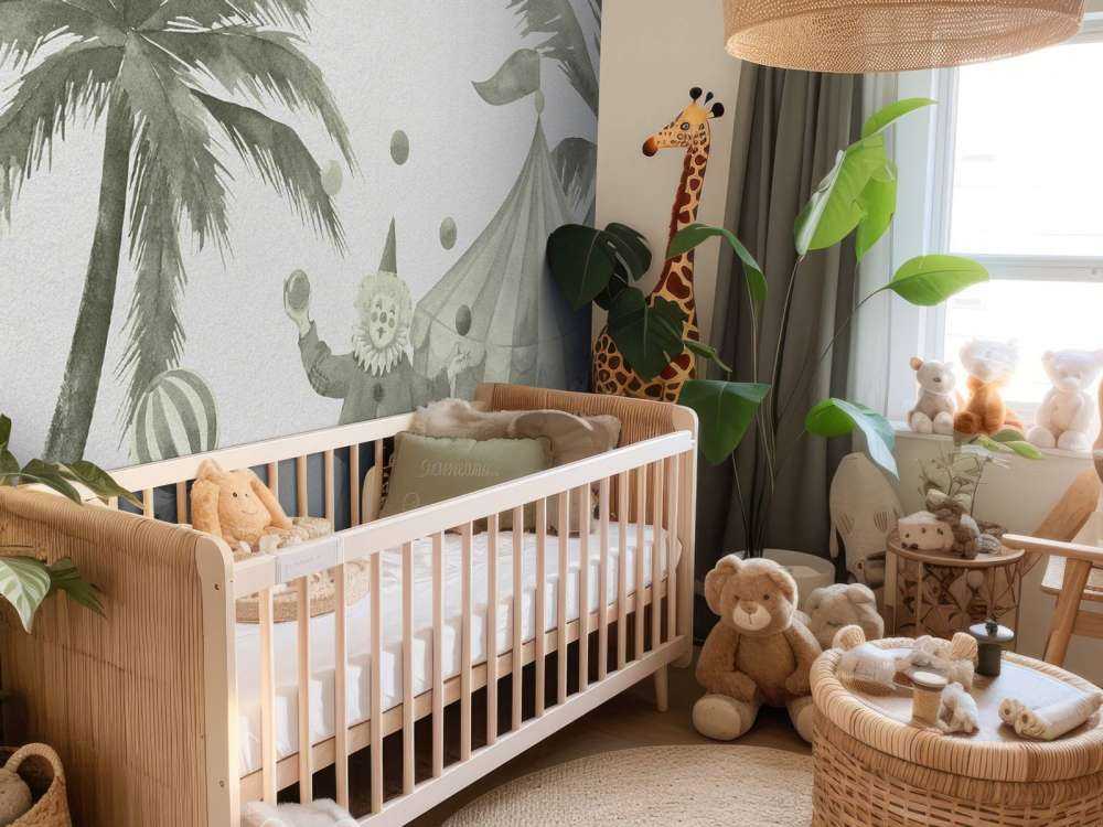 Merry circus animals in green