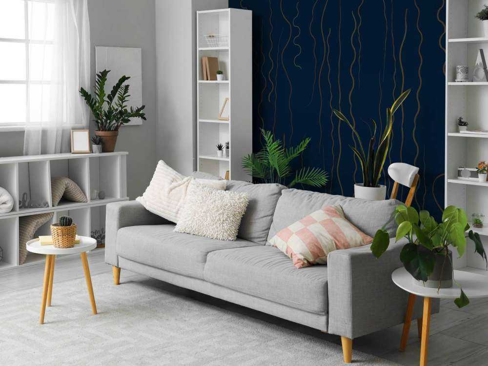 Organic lines grass midnight blue