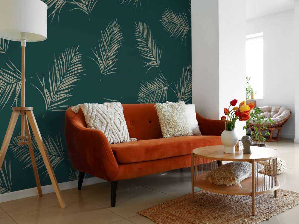 Green leaves on green background