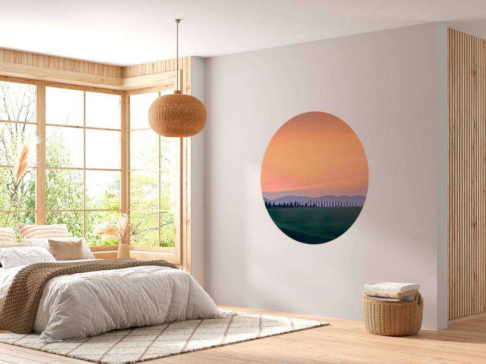 Italian landscape with orange sky