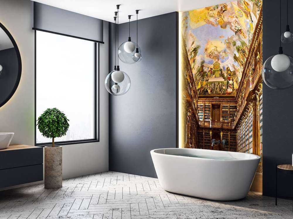 Historical library in warm wood