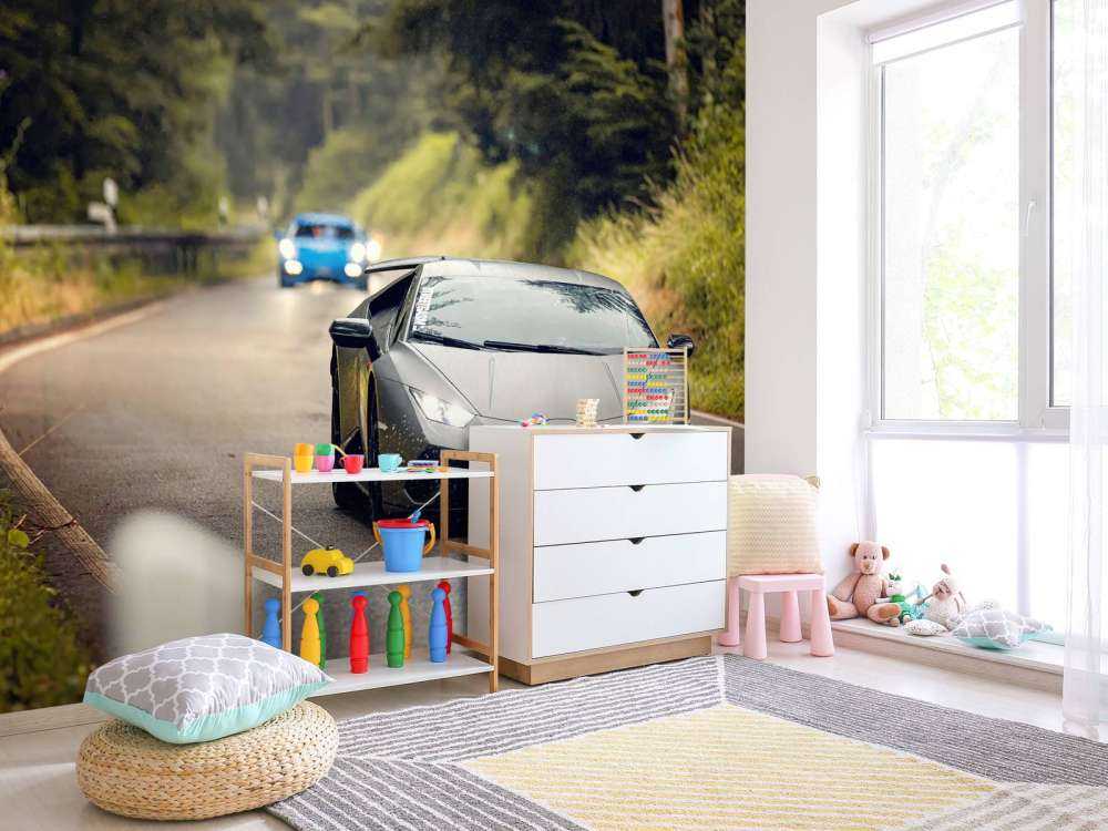 Matte gray Lamborghini in nature